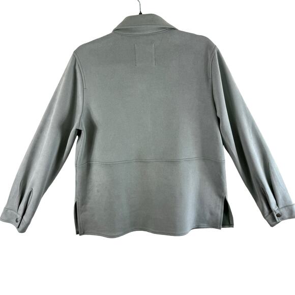 Bagatelle Collection Mint Green Collared Long Sleeve Snap Up Faux Suede Top M - Picture 2 of 7